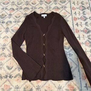 & other stories scalloped merino blend cardigan